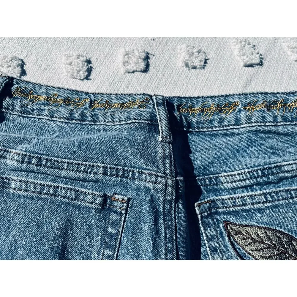 Lord Of The Rings Floral Embroidered Mom Denim Short Cottage Fairy Goblin Size 9